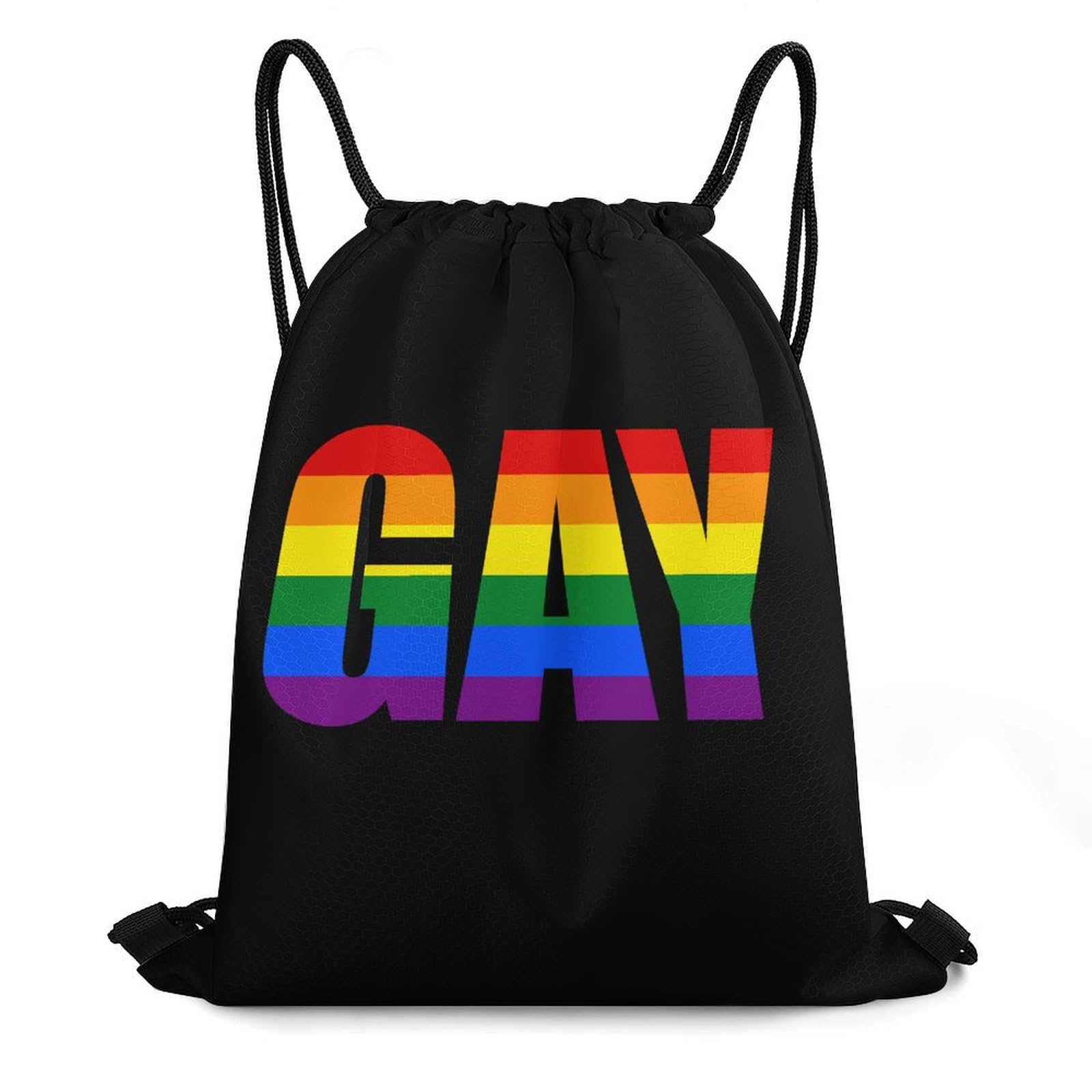 Gay Proud Rainbow LGBT Drawstring Backpack Durable Sport Gym Bags Daypack for Men Women 35 * 42cm
