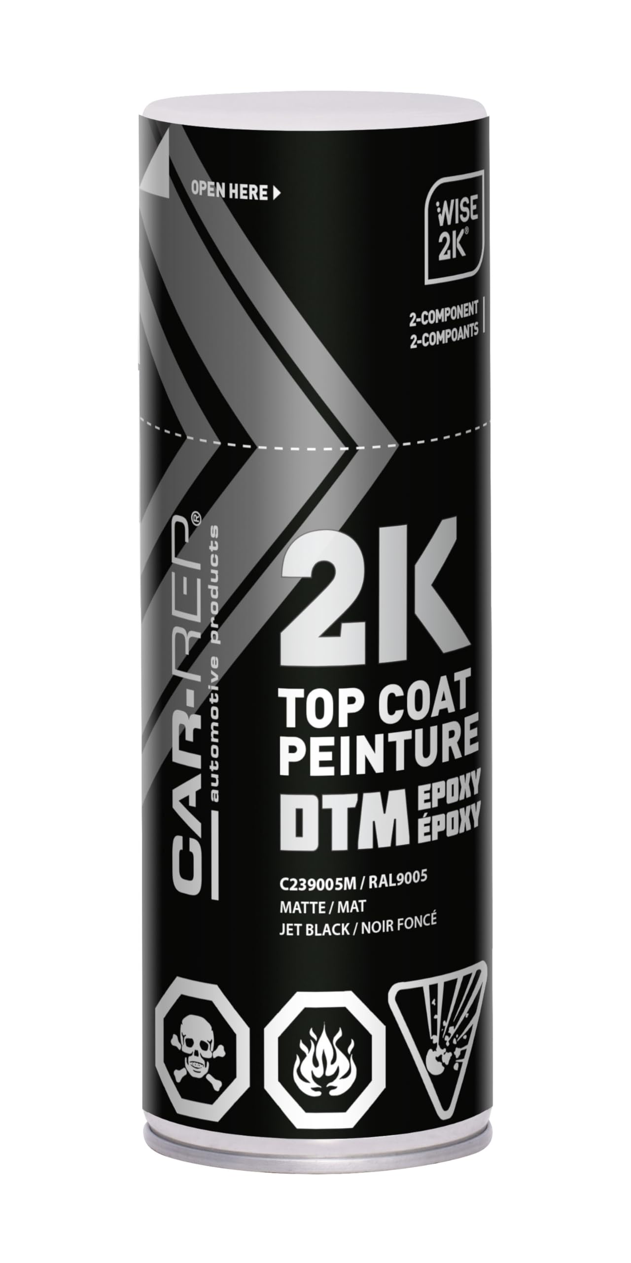 2K Epoxy Color Top Coat with Wise 2K Technology, Easy Application, High Coverage, Jet Black Matte, 11oz Aerosol Can