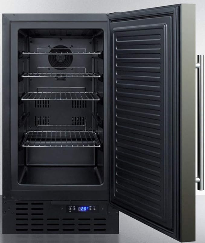 Summit SCFF1842KS 18"" Built-in or Undercounter Freezer with 2.7 cu. ft. Capacity Frost Free Operation Digital Thermostat and Adjustable Chrome Shelves in Black Stainless Steel on Fridge.com