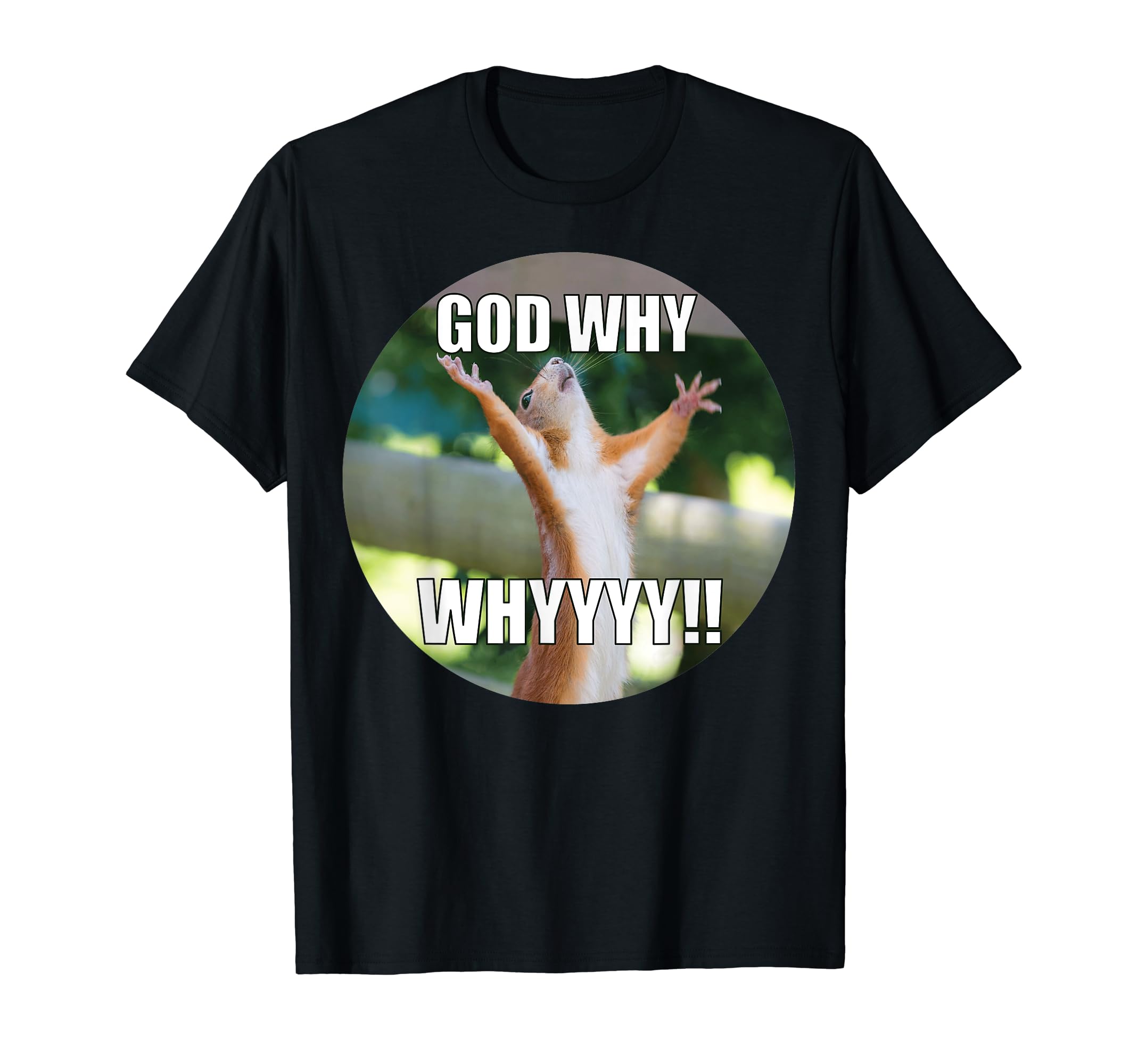 Funny 'God Why' Squirrel - Mens & Womens Casual T-Shirt 2562