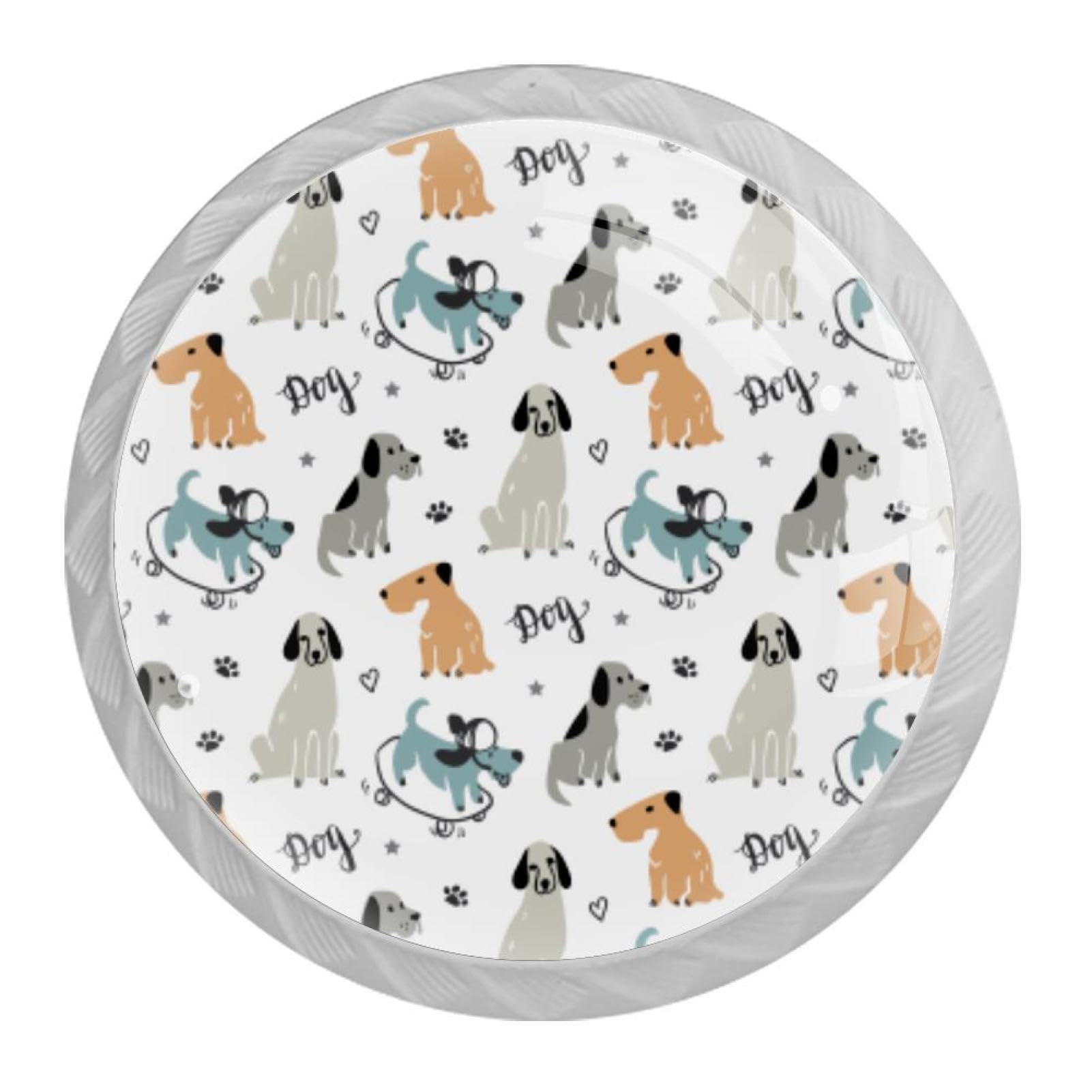 Tqmspg Multi02 4 Pieces Drawer Pulls Dogs Pattern Door Knobs Dresser Handles For Kitchen Wardrobe Cupboard Hardware Furniture