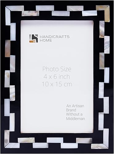 Handicrafts Home Marco de fotos decorativo de 4 x 6 pulgadas, colección nacarada, marco de fotos de madera y collage, punta nacarada