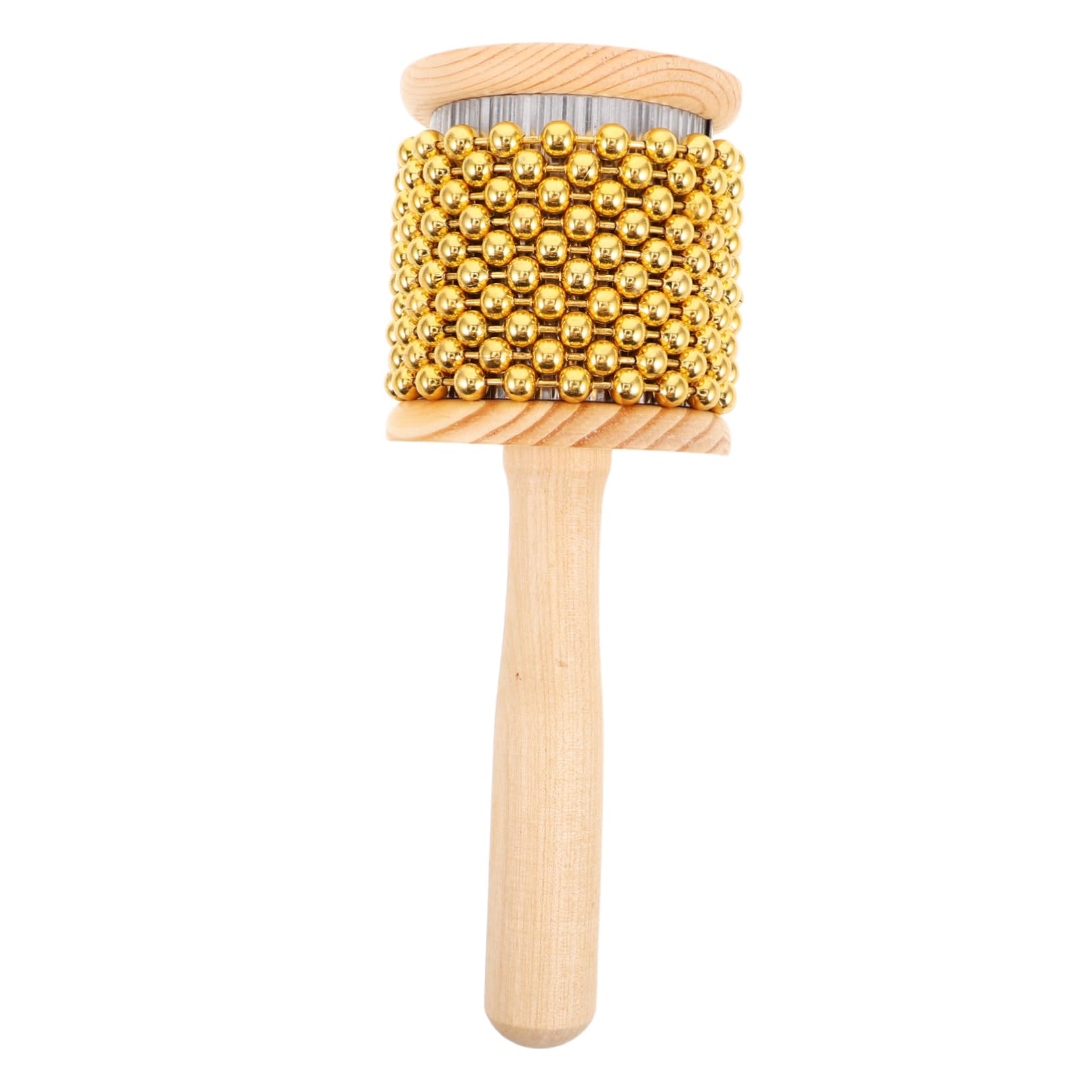 FUNOMOCYA Wooden Cabasa Metal Beads Versatile Hand Bell Instrument for Band Practice