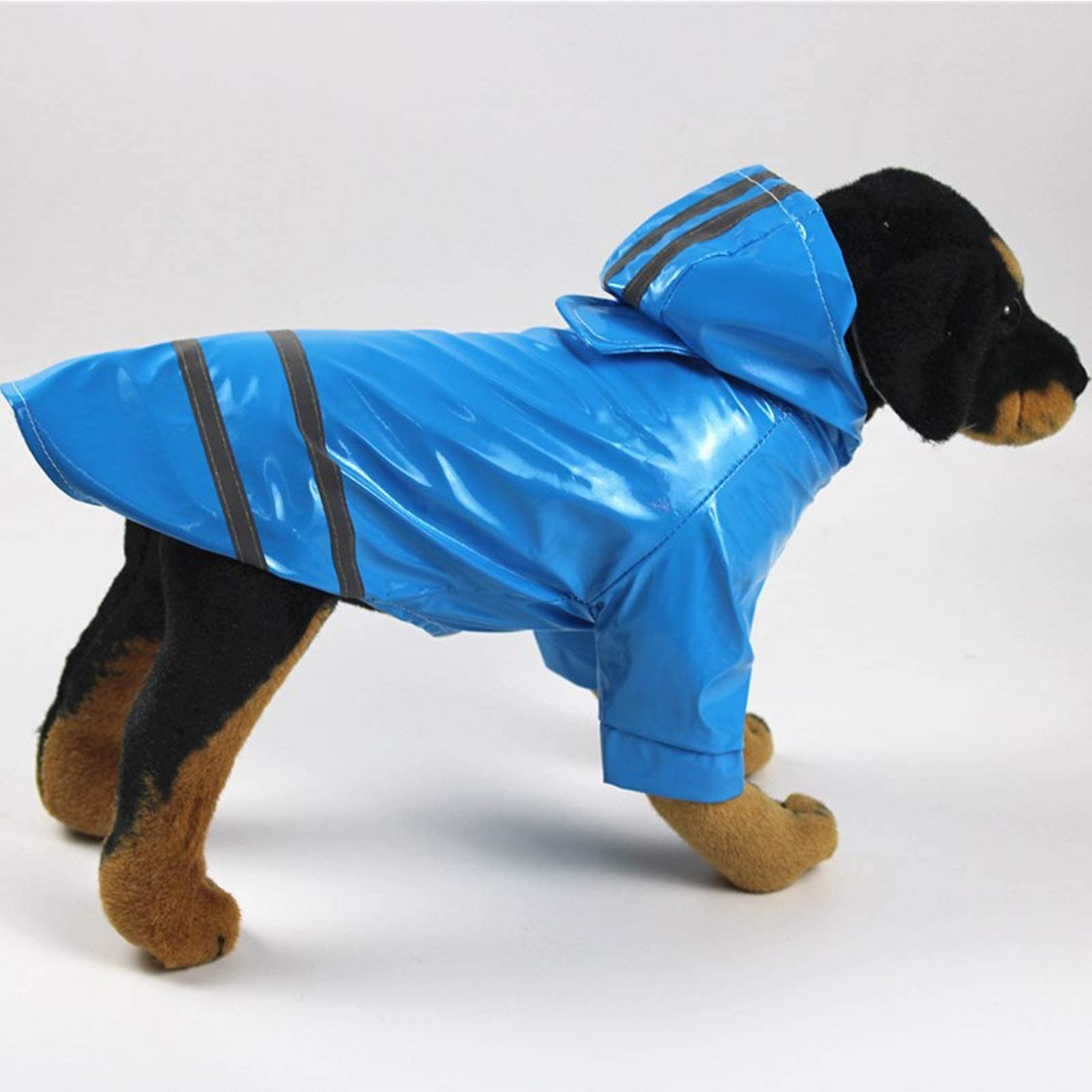 Impermeabile per cani, cappotto per cani da compagnia alto impermeabile e traspirante con cappuccio, impermeabile leggero con catarifrangenti cani di piccola e media taglia (blu,) (Blue L (Pack of 1))