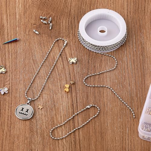 Molain 5M Kugelkette, Edelstahl Perlen Rollenkette Mit 10 Passenden Anschlüssen Kugelkette, Edelstahl Kugelkette Kette Damen Für DIY-Schmuckherstellung Halsketten Armbänder Schlüsselanhänger