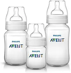 Kit Triplo Mamadeira Anti-Colic Philips Avent 125ml + 260ml + 330ml SCY119/18 Transparente