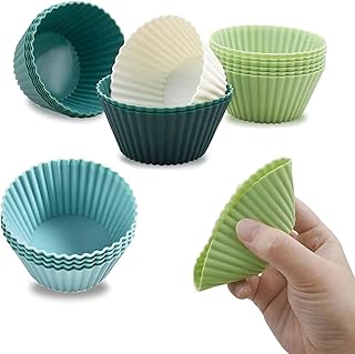 ベーキングカップ 12個セット シリコンカップ ケーキカップ 再利用可能 耐熱 耐久性持ち ベーキングモールド 電子レンジ・オーブン対応