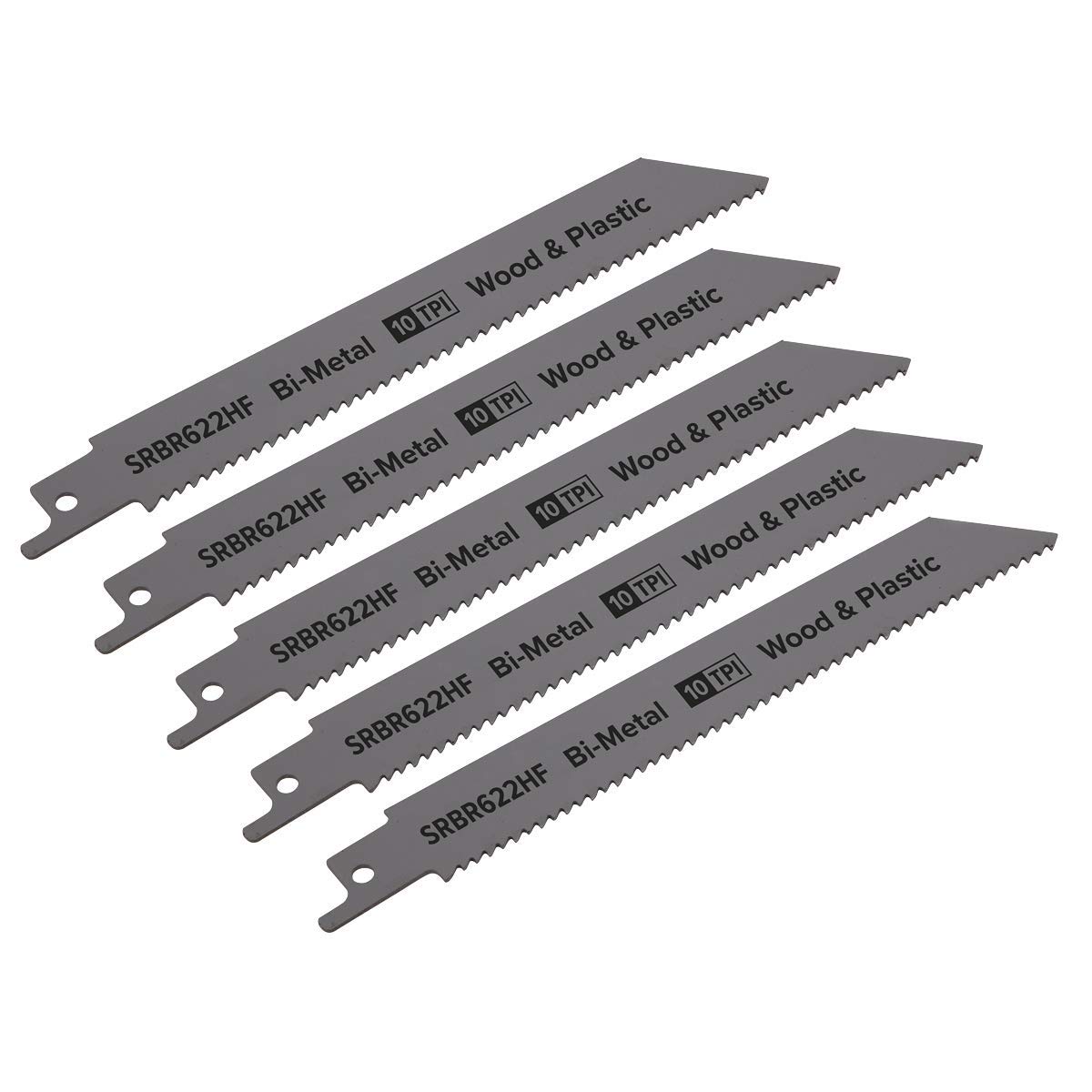 Sealey SRBR622HF 150mm 10tpi Reciprocating Saw Blade Wood & Plastics - Pack of 5