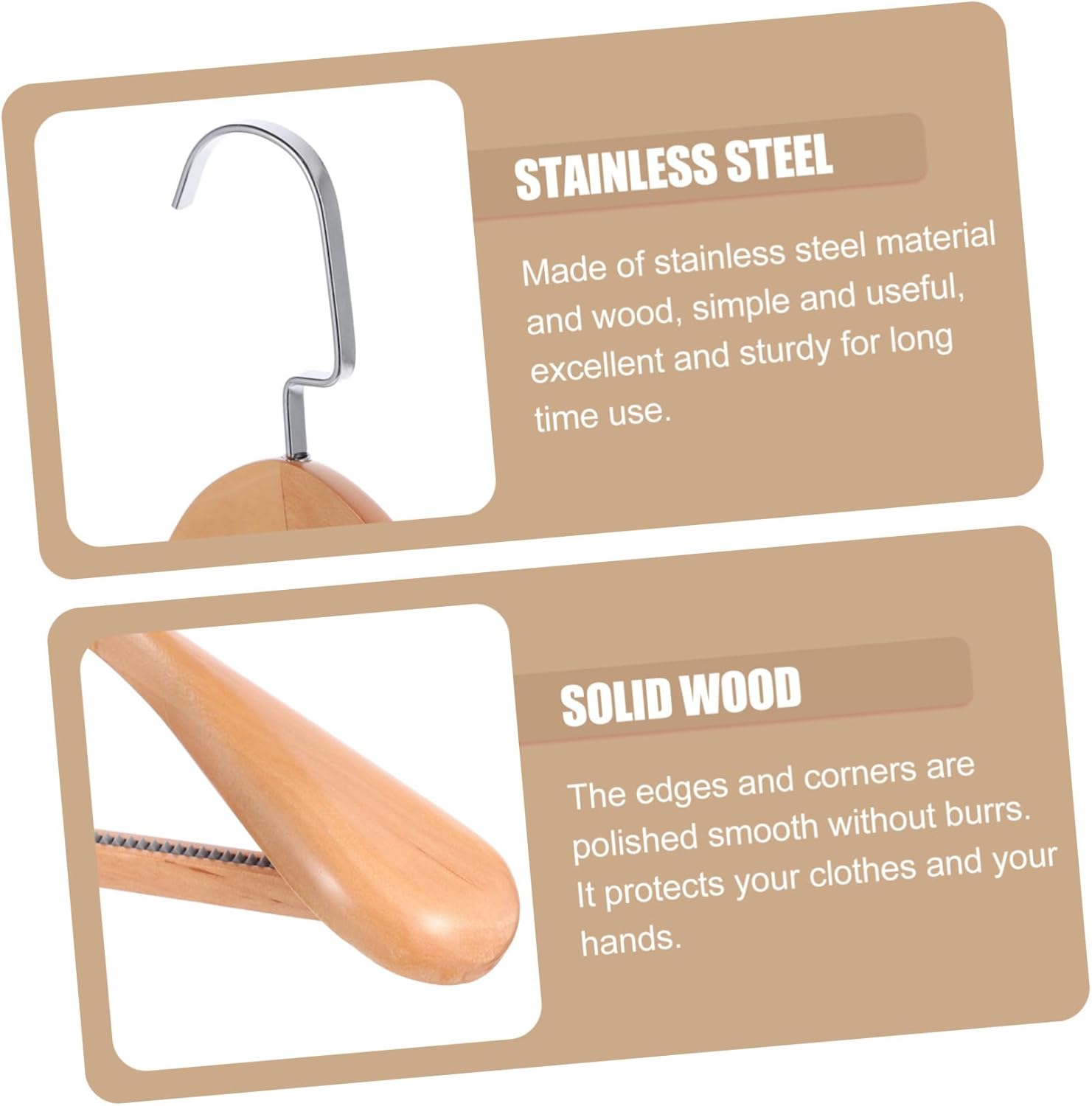 4pcs Solid Wood Coat Hangers Suit Hangers with Non-Slip Design for Coats Jackets and Shirts Home Closets and Laundry Rooms