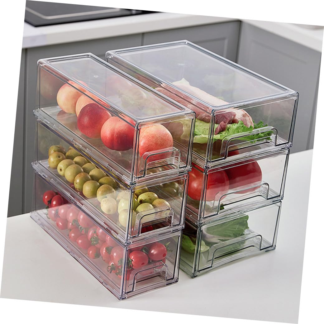Toyvian Caja Organizadora para Frigorífico Tapa Transparente de Pet, Gran Capacidad y Ahorro de Espacio Adecuado para Conservar Frutas y Sobras en Nevera
