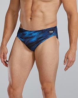 Men's Standard Durafast Elite Racer Brief Swimsuit, Blue/Soren, 26
