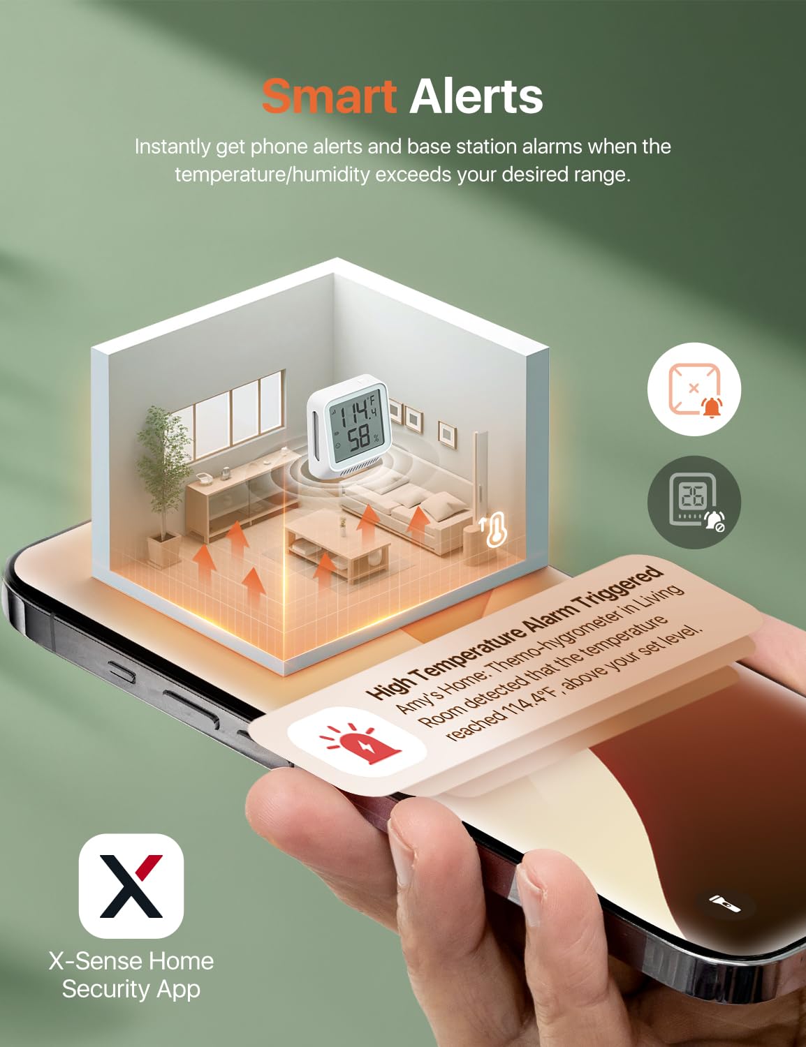 X-Sense WiFi Thermometer Indoor Hygrometer, Digital Temperature Sensor with App Notification Alerts, Temperature Humidity Meter for Room, Data Storage Export at No Charge, 3 Sensors & 1 Base Station