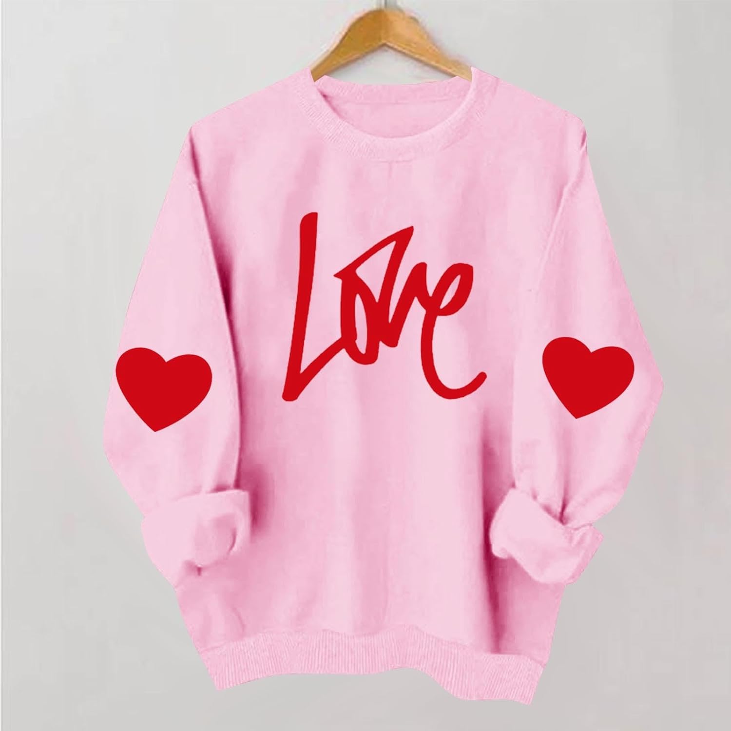 Valentines Sweatshirts for Women 2026 Heart Sweater Crewneck Long Sleeve Shirts Valentine Outfits Love Theme Graphic