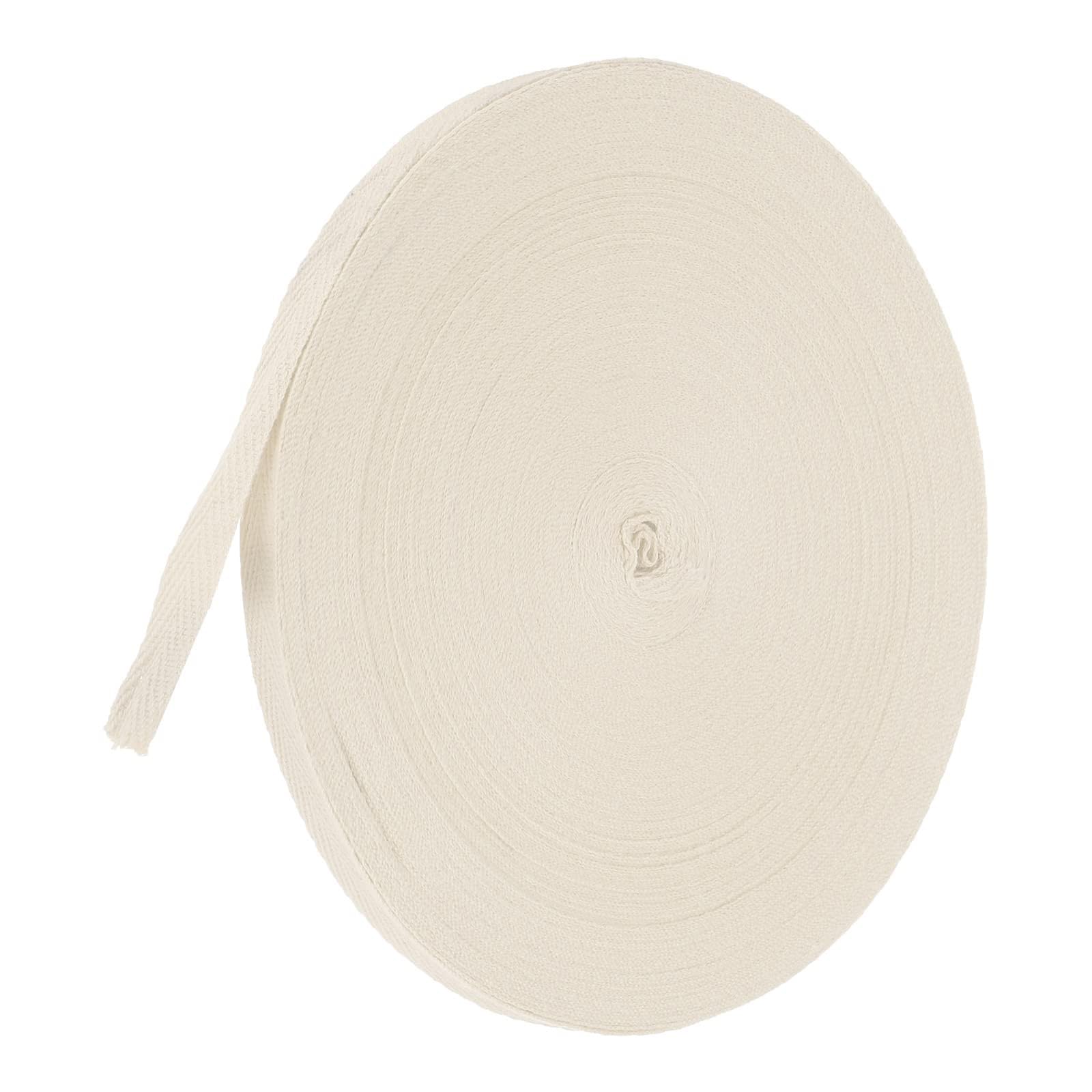 TA-VIGOR Cotton Twill Tape Ribbon 10mm, 50 Yards Bias Binding Tape Bunting Tape Soft Natural Herringbone Webbing Tape Roll for Sewing Dressmaking Gift Wrapping DIY Craft, Beige
