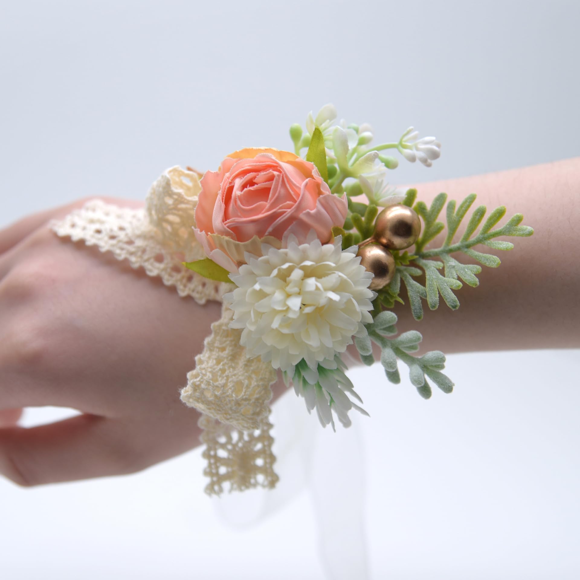 SYSUII Bracciale da polso per matrimonio, con fiori, 8 pezzi, per damigelle d'onore, ragazza, con fiore, artificiale, per matrimoni, banchetti, date di anniversario, colore blu
