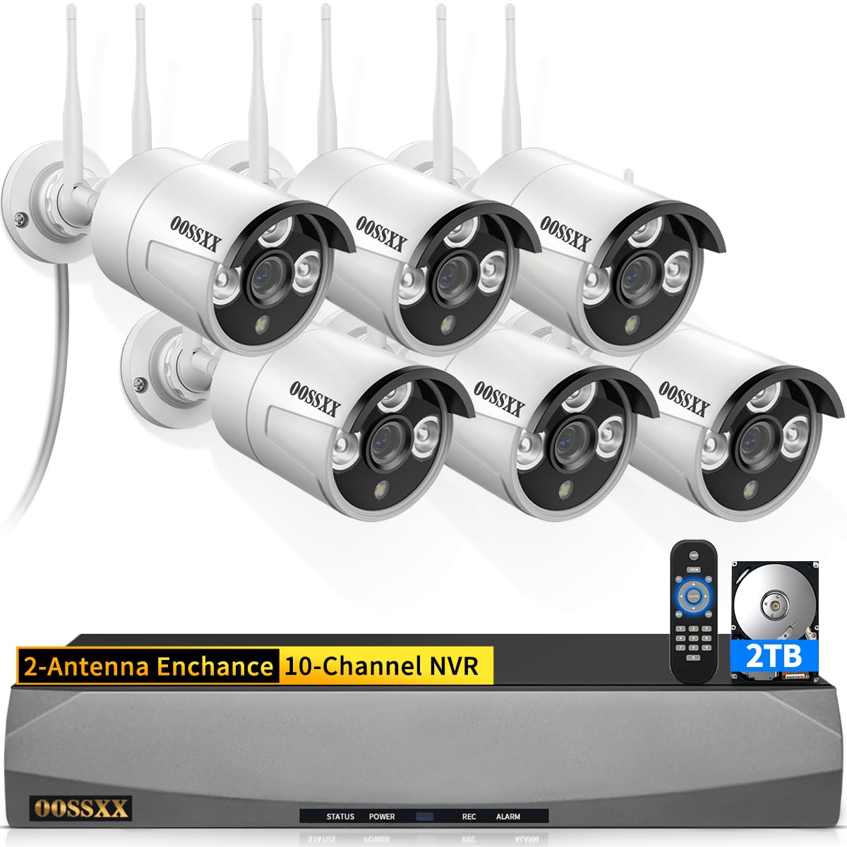 3MP Wireless Security Camera System 6 WiFi Cameras 2TB HDD 45 Days Storage