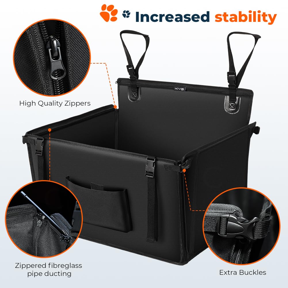 KYG Hunde Autositz Extra Stabiler Wasserdichter Rutschfester Haustierautositz Kratzfester mit 4 Befestigungsgurten für die Rückbank Verstärkter Hundesitz Auto M（58 x 55 x 36cm）
