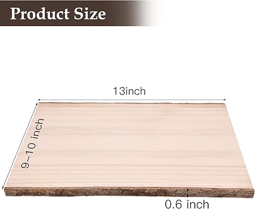 Miniatura 2 de Caydo 4 tablones rectangulares de madera de 13 pulgadas con corteza, losa de madera de borde vivo para proyectos de quema de madera, pirografía,