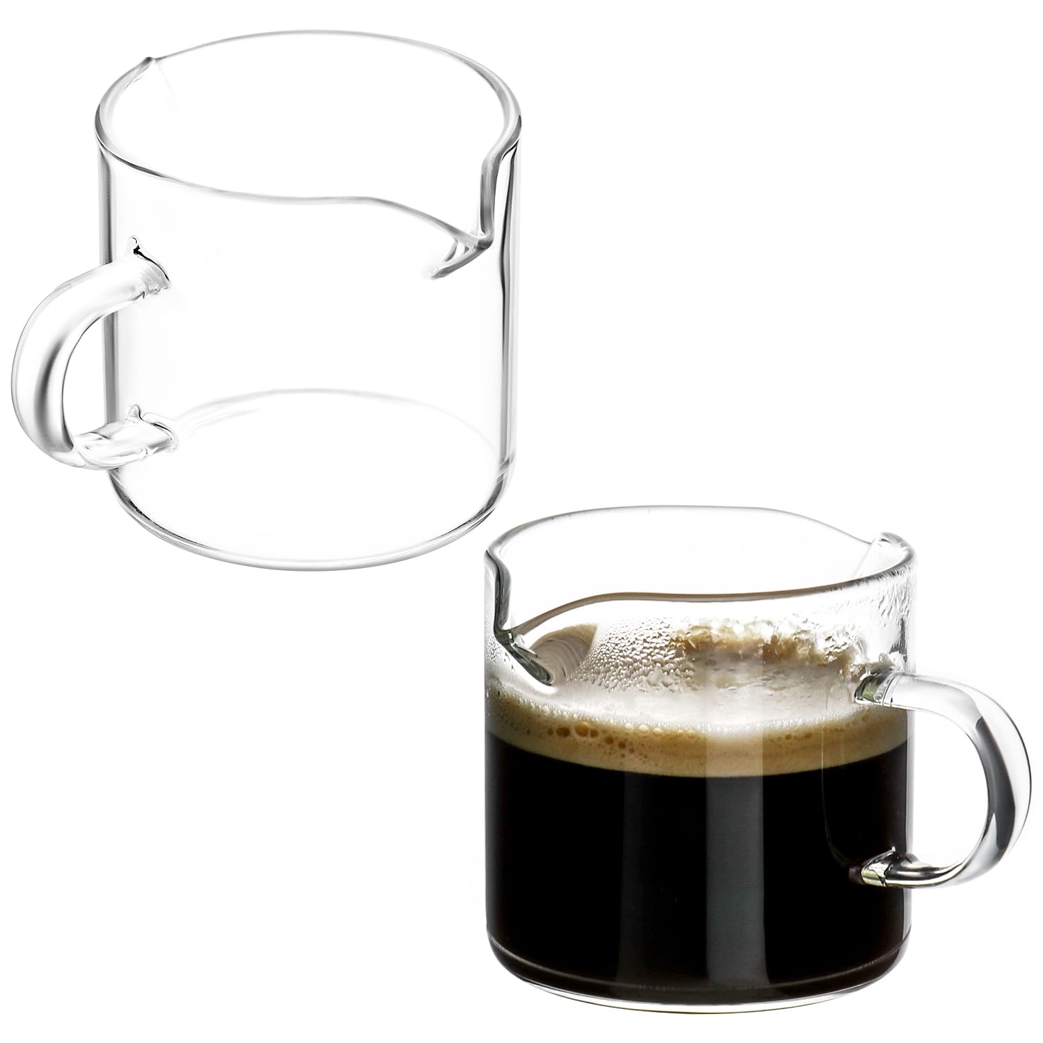 Tasses à Expresso En Verre Borosilicaté Paracity - Lot De 2, Double Paroi, 80ml, Bec Verseur, Transparent