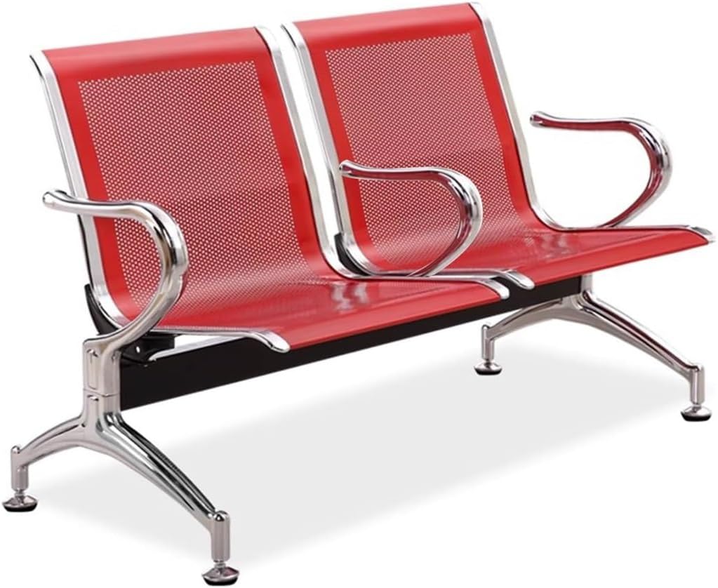 YVYKFZD Waiting Room Chairs with Arms, 2-Seat Waiting Room Bench, Office Guest Reception Chairs, Steel Reception Bench Seating for Airport Hospital Bank(Red)