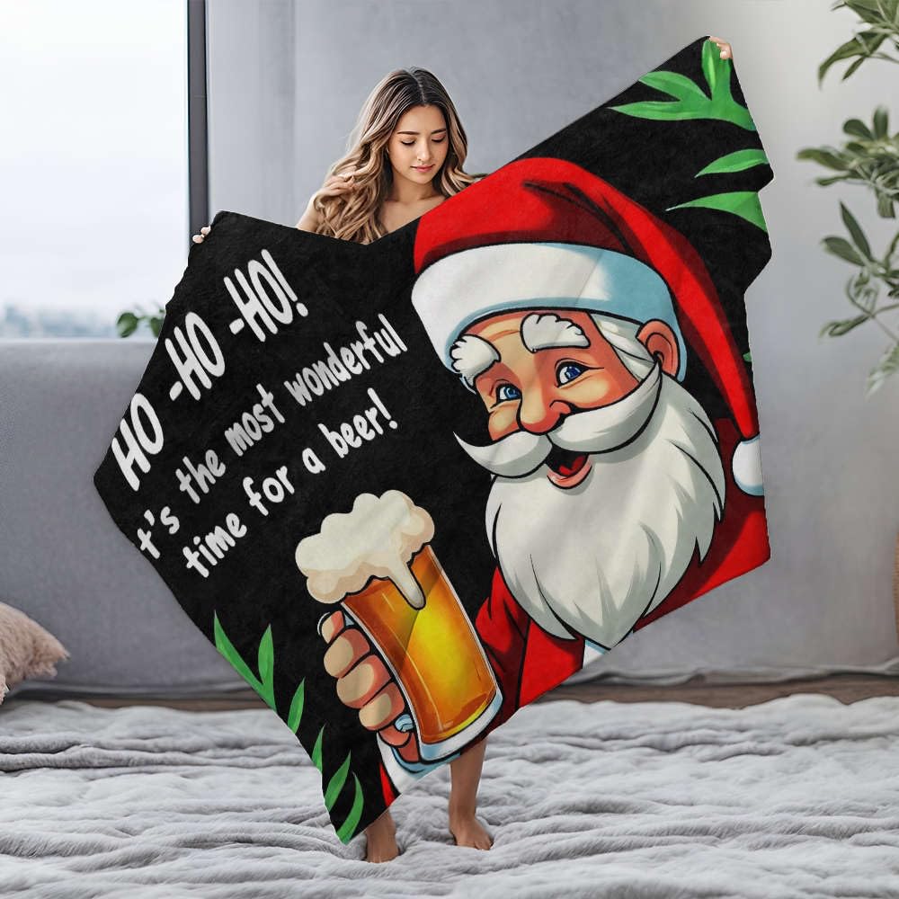 Couverture en flanelle douce pour lit 125x150cm style bière