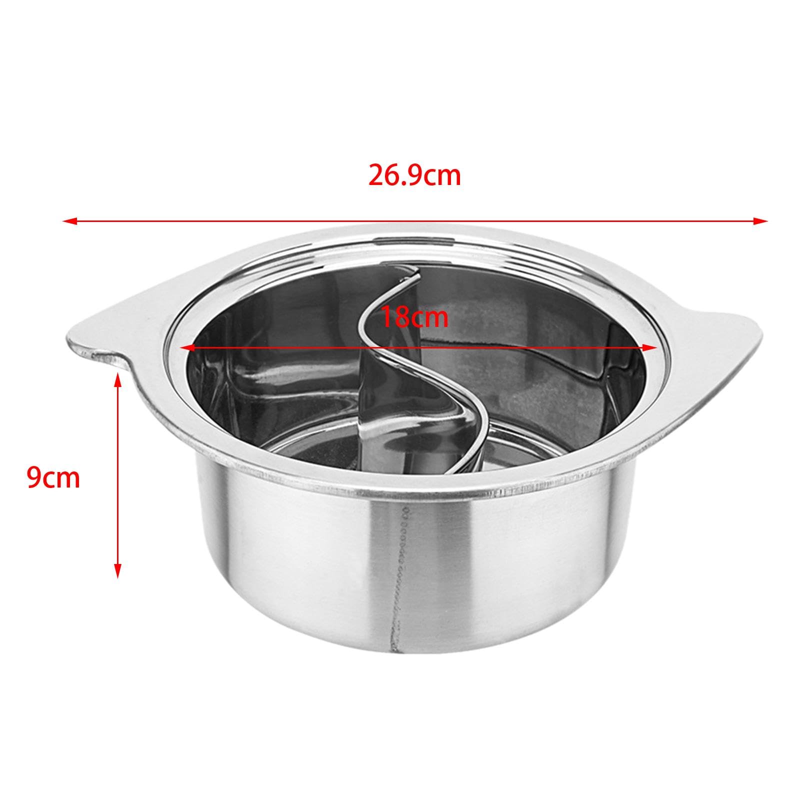 DECHOUS Pentola Shabu In Acciaio 304 Doppio Divisore Da 26 Cm – Ideale Per Hot Pot A Induzione E Gas, Due Gusti In Una
