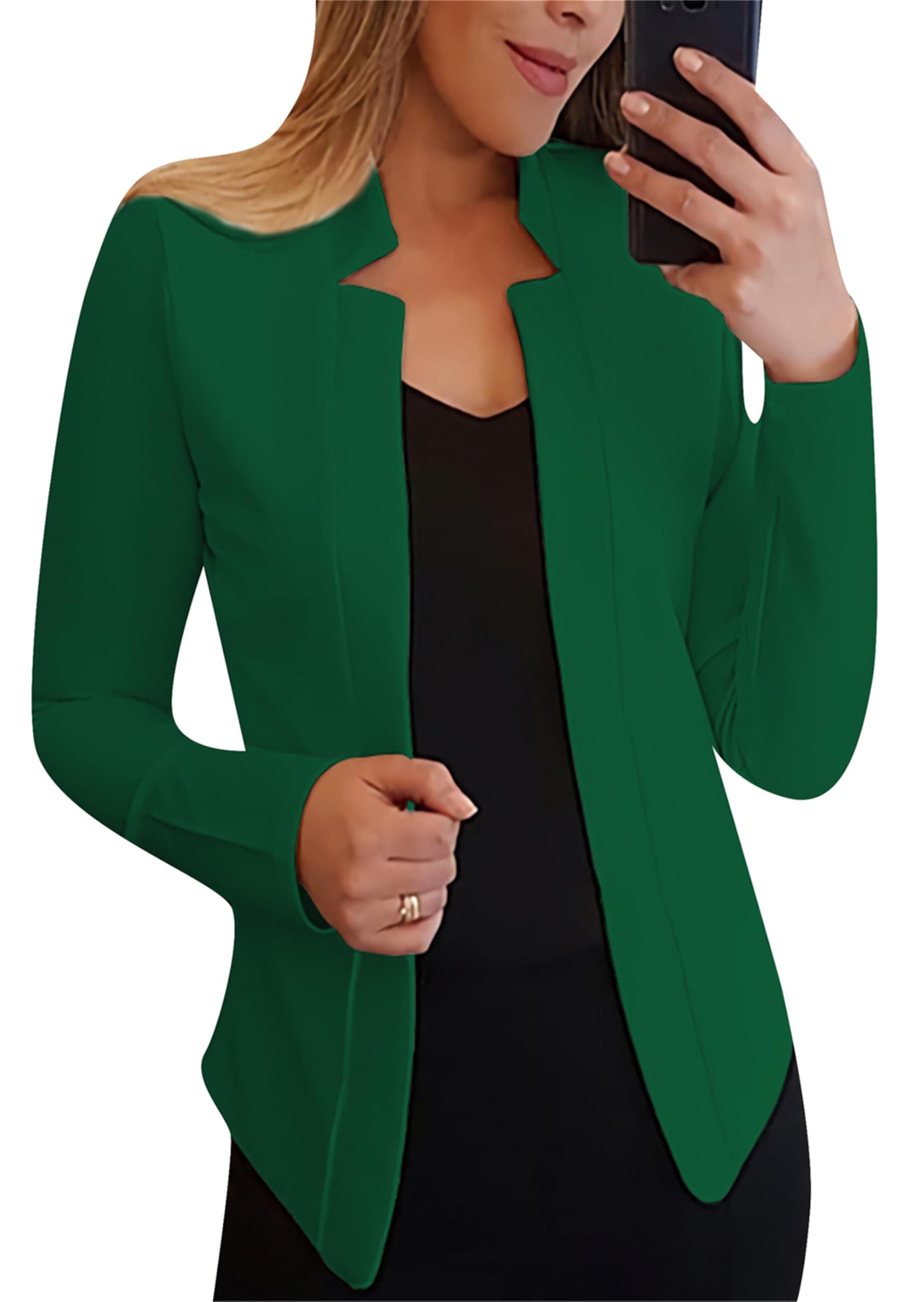 OMZIN Womens Work Office Blazer Stretch Notch Collar Jacket Long Sleeve Suit Blazer