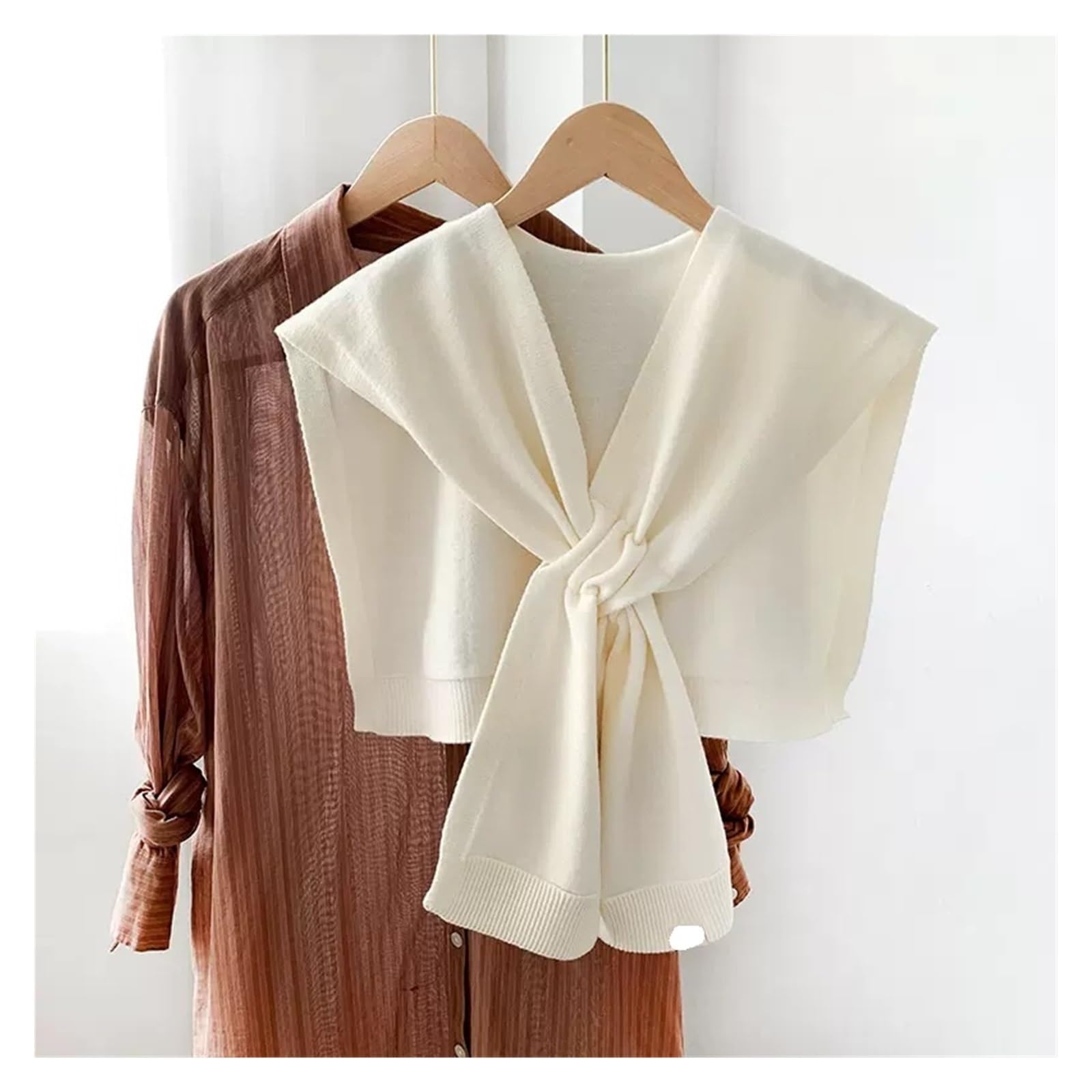 Zhouxyfdc Women's White Knitted Ponchos Knitted Ponchos Shawl Cape Poncho Wraps And Shawls(White)
