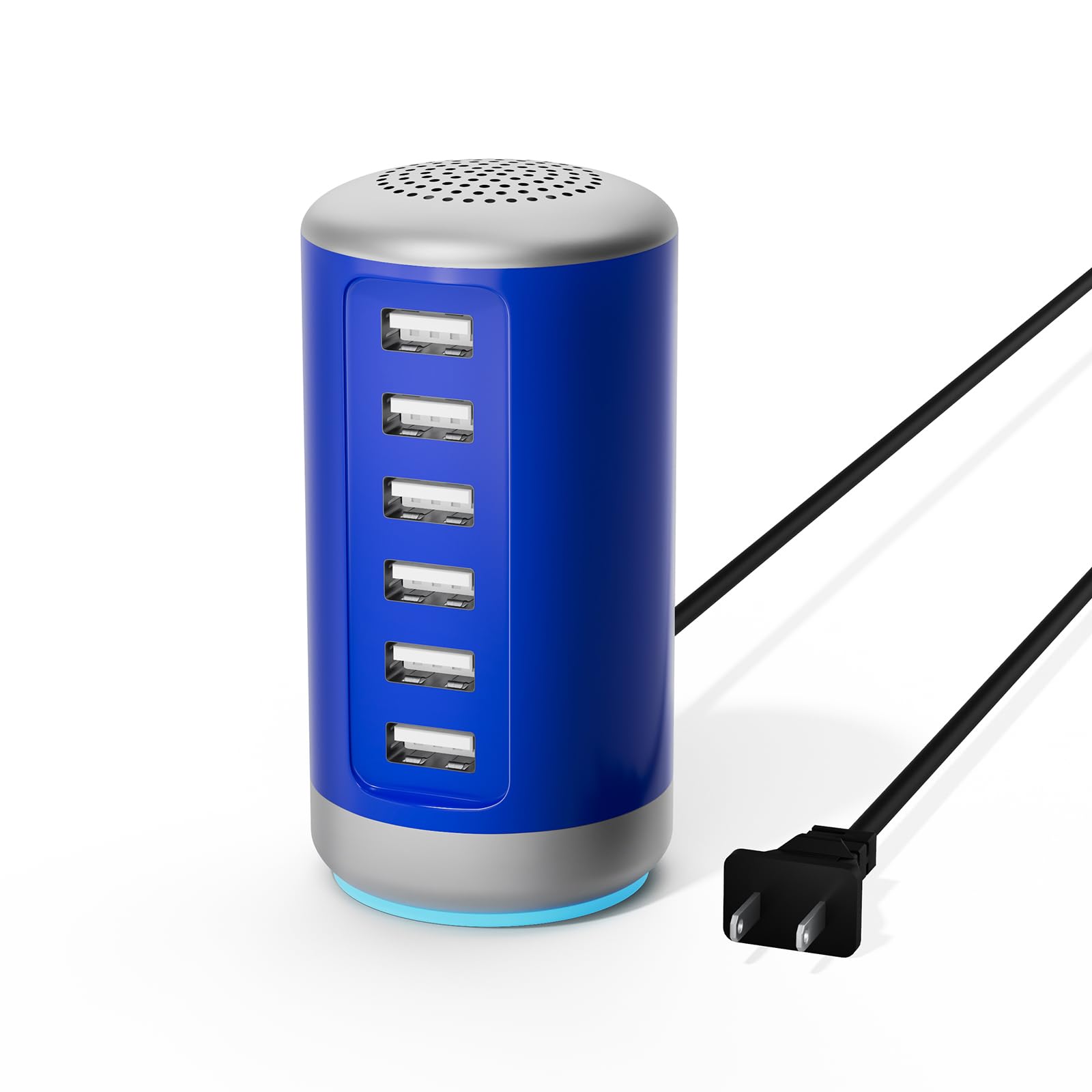 MultiPort Desktop USB Charging Station - 30W 6-Port Hub for iPhone, iPad, Tablets & Smartphones (Blue)