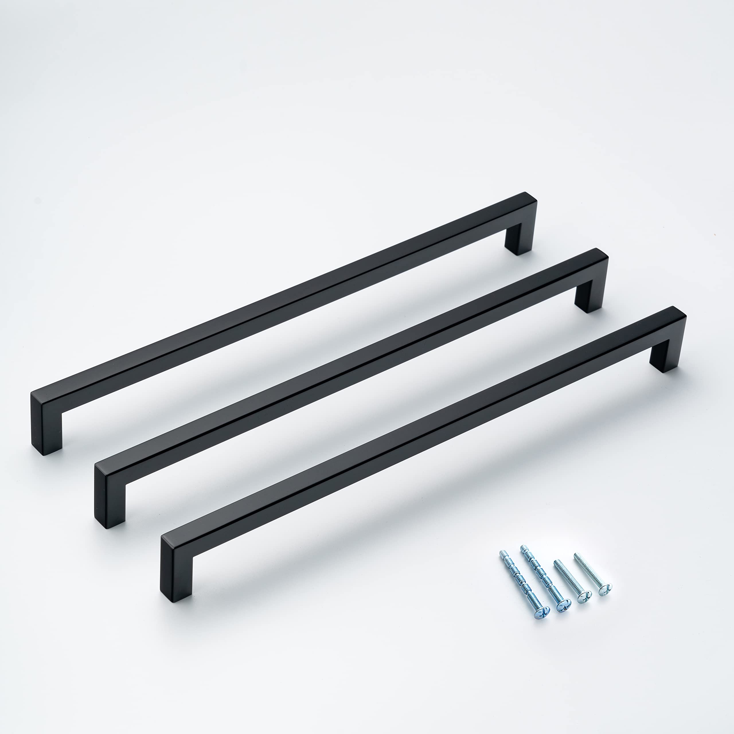 Aibeli 10 Pack 12-3/5 Inch Hole Center Matte Black Square Cabinet Pulls