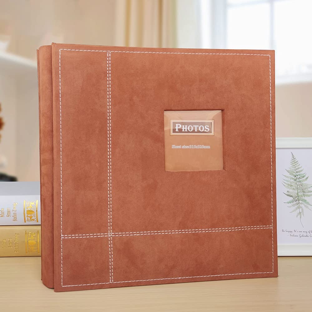 Album photo auto-adhésif, couverture en cuir de daim DIY Scrapbook Album 40 Magnetic Double face Pages 13.19 x 12.80 pouces