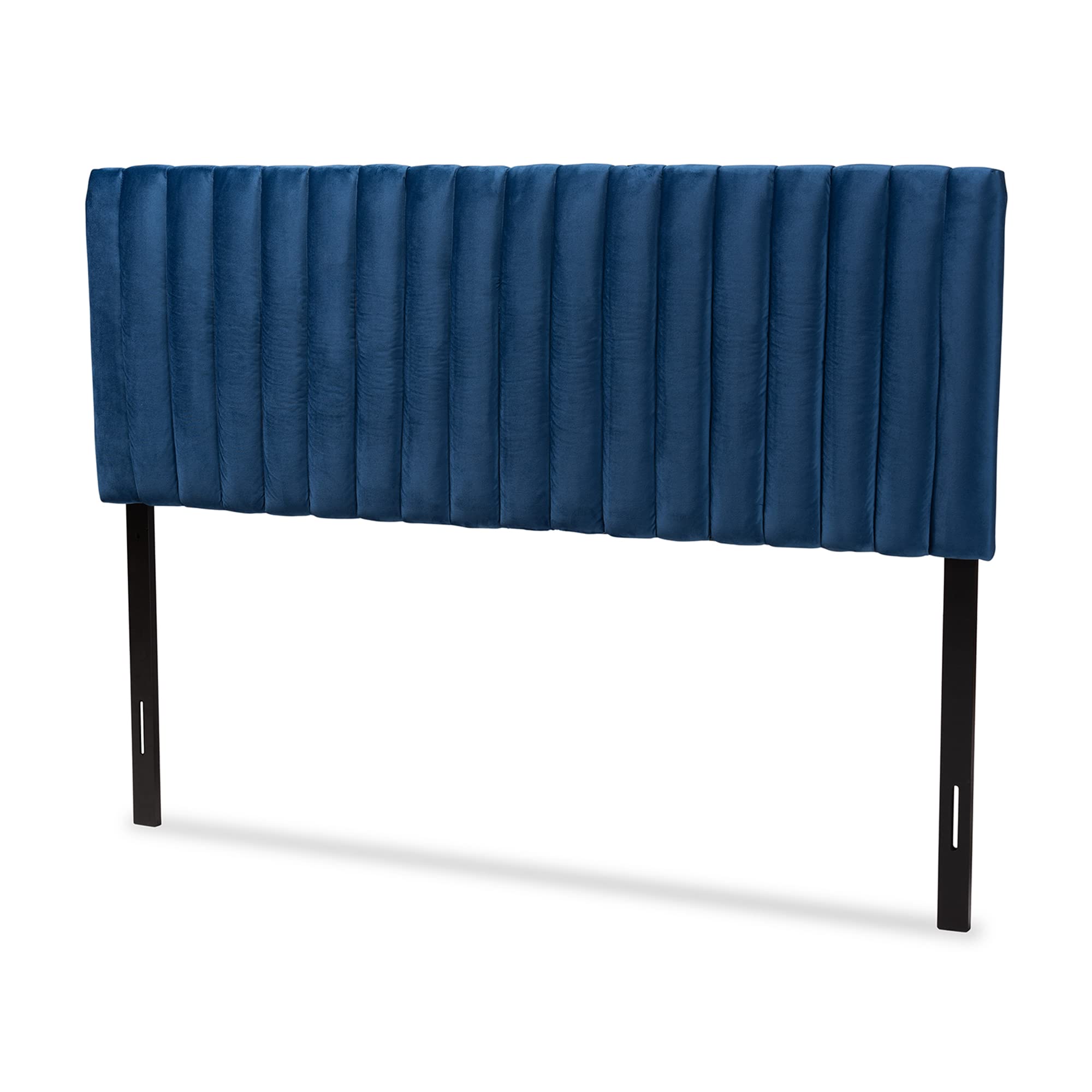 (TWIN)Baxton Studio Essential Headboards, Full, Navy Blue/Dark Brown