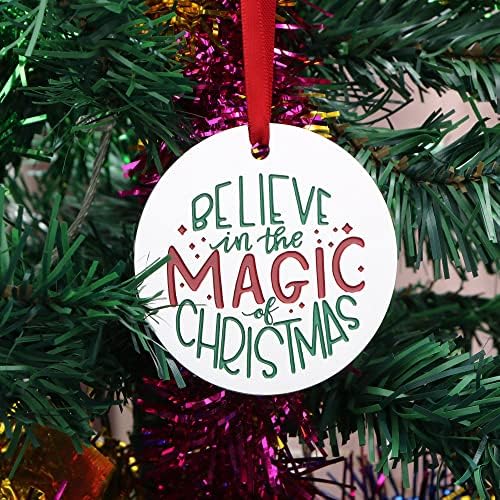 Stainless Steel Xmas Ornaments Christmas 2021 Family Decorations Religious Gifts for Christ Empowered Jesus Gifts Believe in The Magic of Christmas
