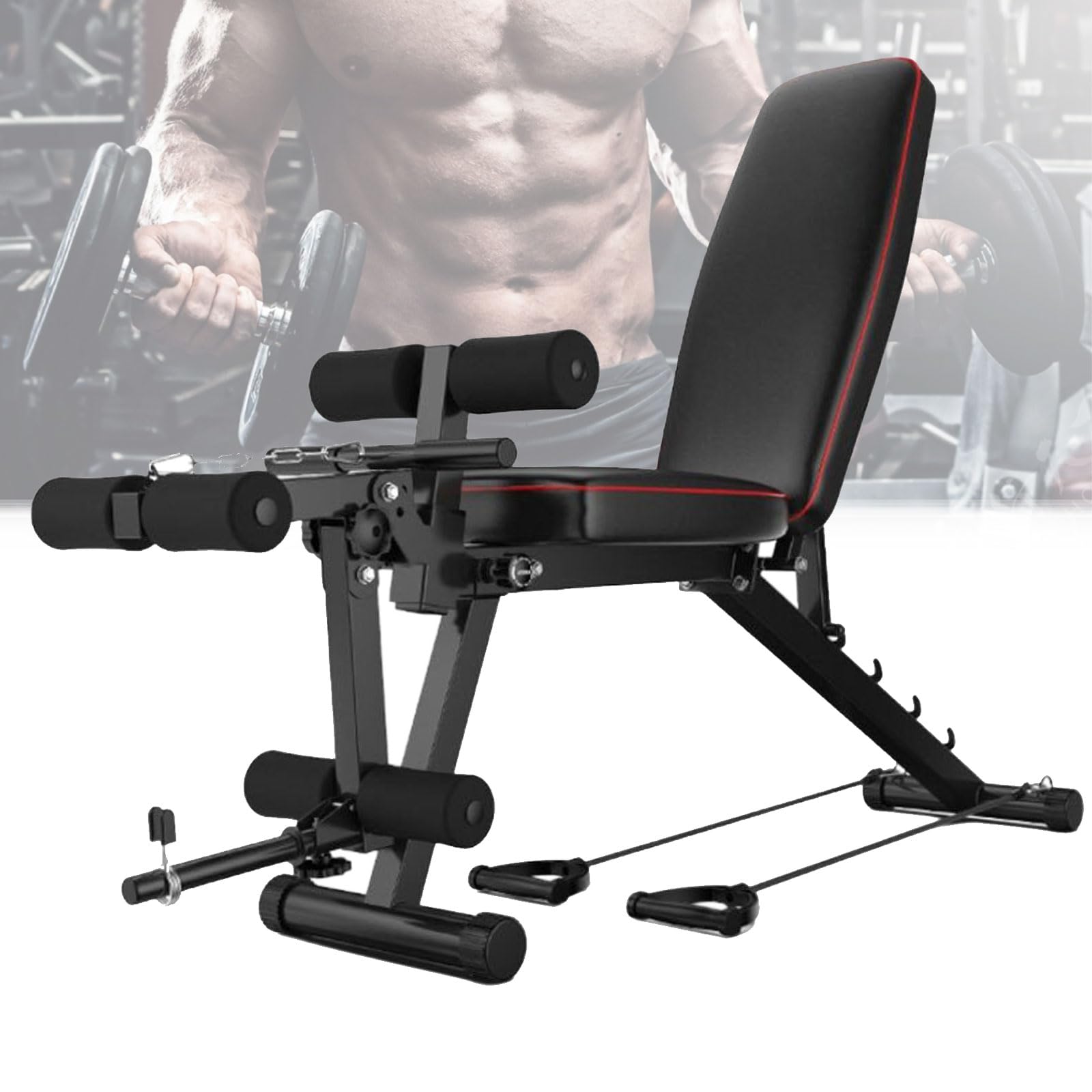 Banco de Pesas, Banco Musculación, Banco Gimnasio, Banco Abdominales, Banco de Entrenamiento Multifunción para Casa, Banco Inclinado para Entrenamiento De Cuerpo EnteroBlack,48 * 162 * 111CM