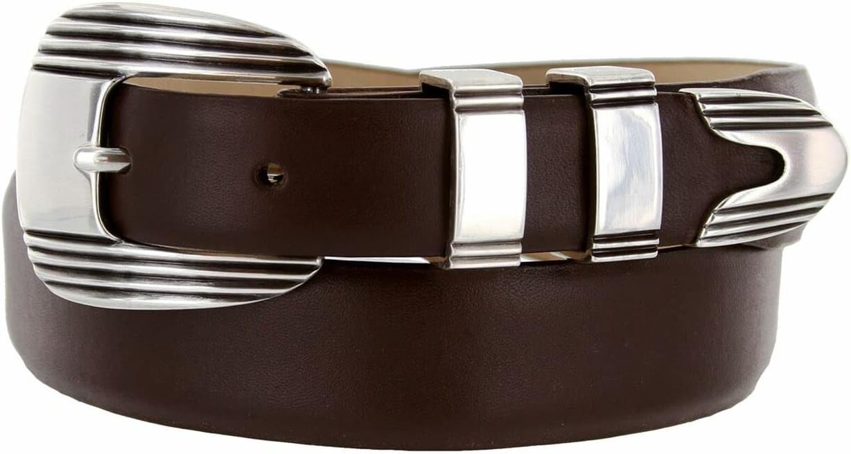 S5749 Genuine Full-Grain Cowhide Leather Dress Belt 1-1/8"(30mm) taper down to 1"(25mm) wide