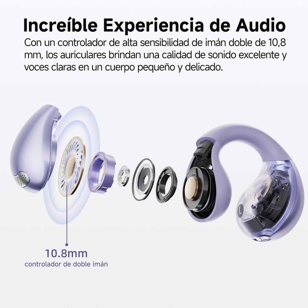 QCY Crossky C30 Auriculares Open-Ear, Bluetooth 5.4 Auriculares Clip Inalámbricos, Ajuste Seguro, Sonido Espacial, Llamadas Nítidas, Conexión Dual, IPX5 Impermeable