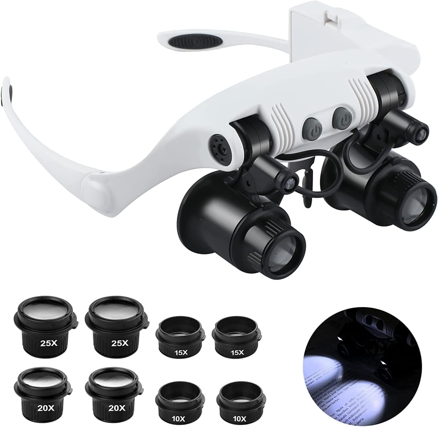 SHUANGYOU Head Magnifying Glasses with Lenses s 10x 15x 20x 25x, Ideal