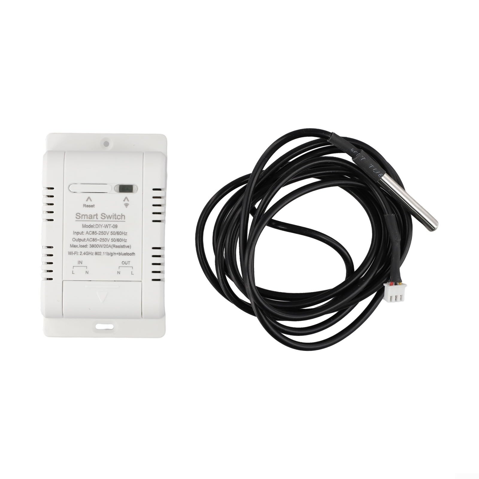 Smart Temperature Humidity Switch, WiFi/Bluetooth Dual-Mode With For EWeLink APP Control, 20A 3800W Load Capacity, Waterproof Sensor For Fish Tanks/Baby Rooms/Greenhouses(B)