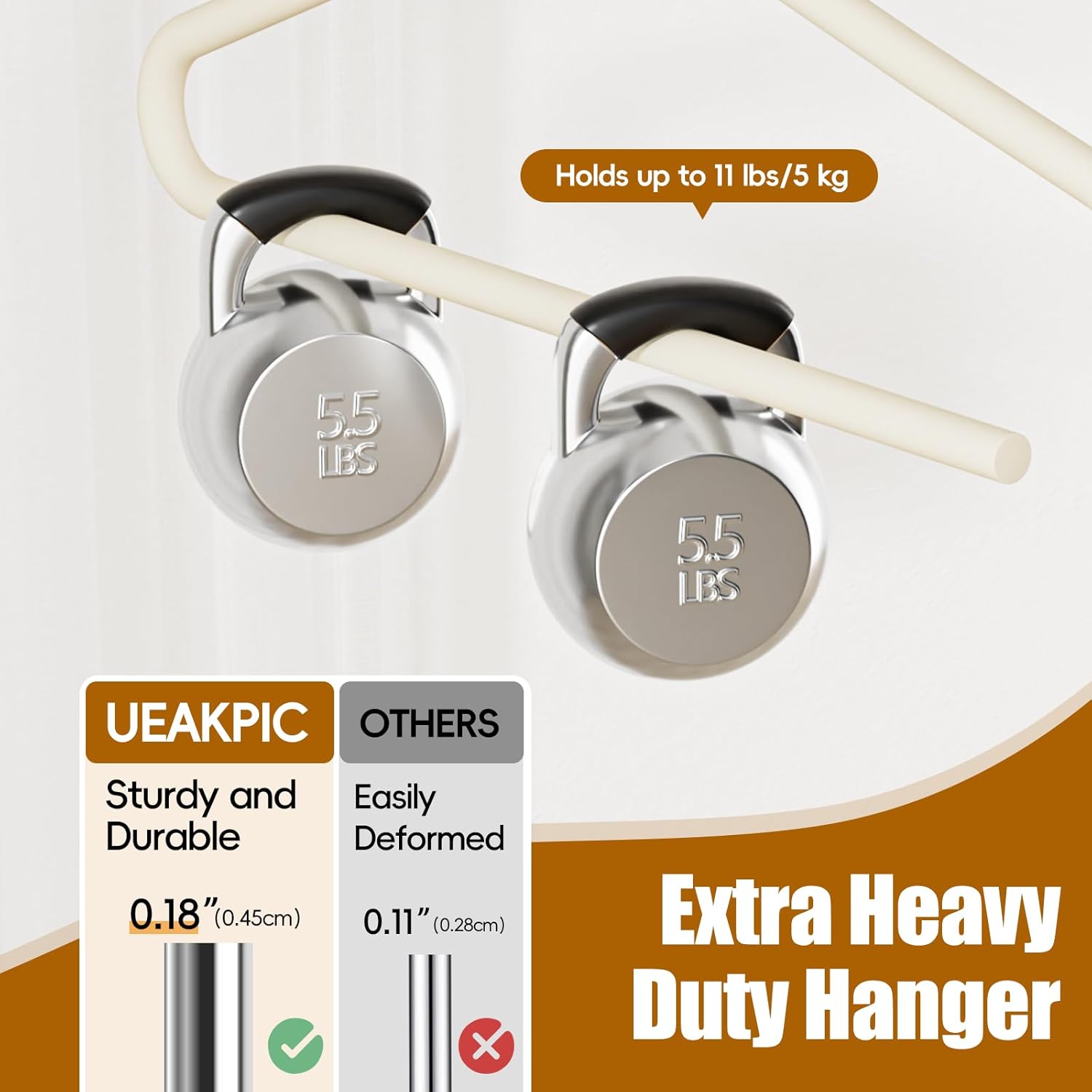 5 Pack Open Ended Pants Hangers with Non-Slip Foam Padding & V-Hook, 0.17” Heavy Duty Durable Metal, Durable Rust-Resistant & Space Saving Closet Organizer for Trouser, Coat, Camisoles, Beige