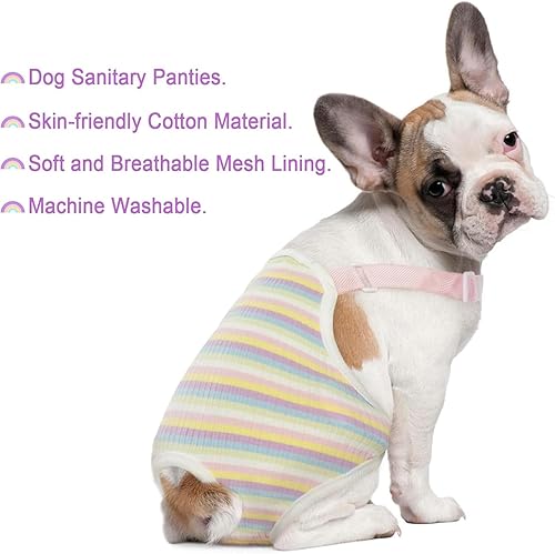 Miniatura 8 de QBLEEV Pañales para perras, bragas sanitarias lavables con tirantes ajustables, bragas reutilizables para perrito, ropa interior para mascotas,