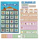 ABCKEY Wortfamilie Pocket Chart Karte, Englische Telefonsprache, ABC-Telefonie, Worttaschendiagramm mit 154 Karten (lila)