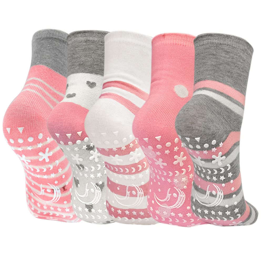 ZFSOCK Calze Antiscivolo Bambino Calzini: Bambina Divertenti Fantasia Colorati Bambini Cotone Calze Corti a Strisce Righe Cartoni Animati Animale Compleanno Natale Idee Regalo 5 Paia