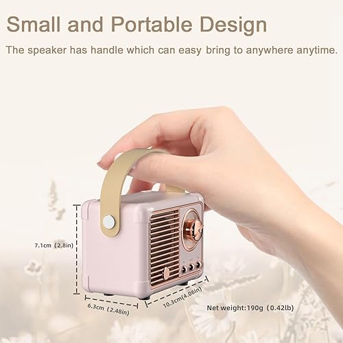 Miniatura 2 de Altavoces Bluetooth retro, regalos de cumpleaños para niñas, pequeños, lindos altavoces inalámbricos portátiles rosados, ideas de regalo para
