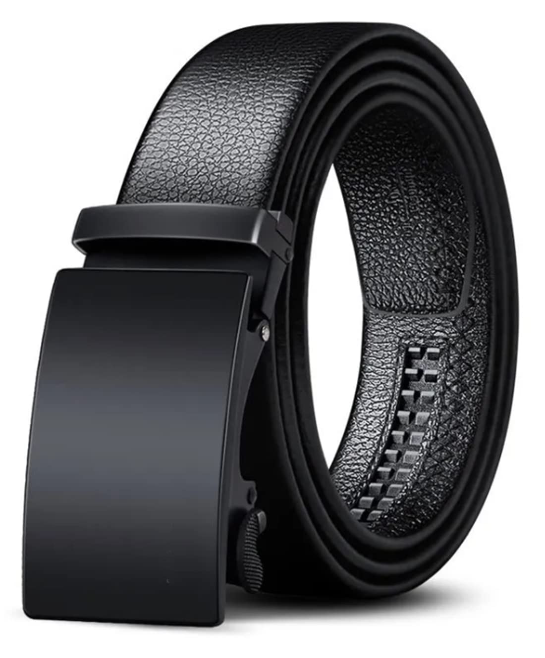 Men's PU Leather Formal Auto-lock Adjustable Black Belt (BOB-2)-image-34