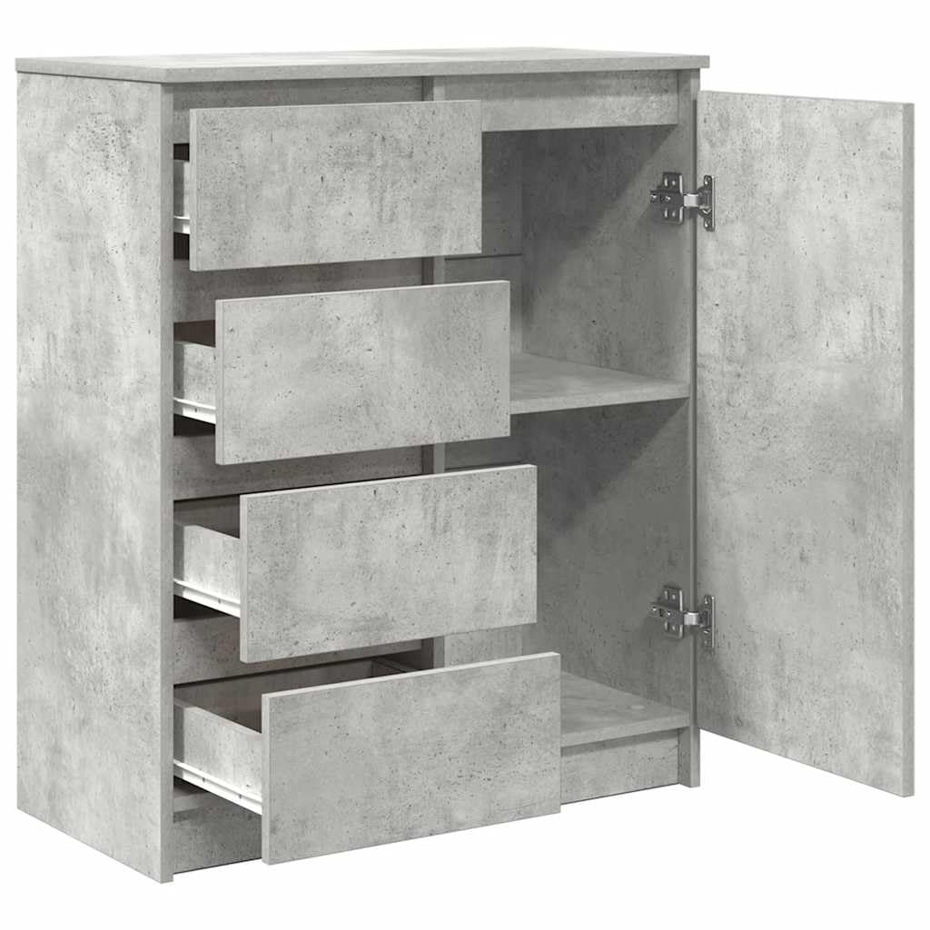 Credenza con 4 cassetti, grigio cemento, 71 x 35 x 84 cm