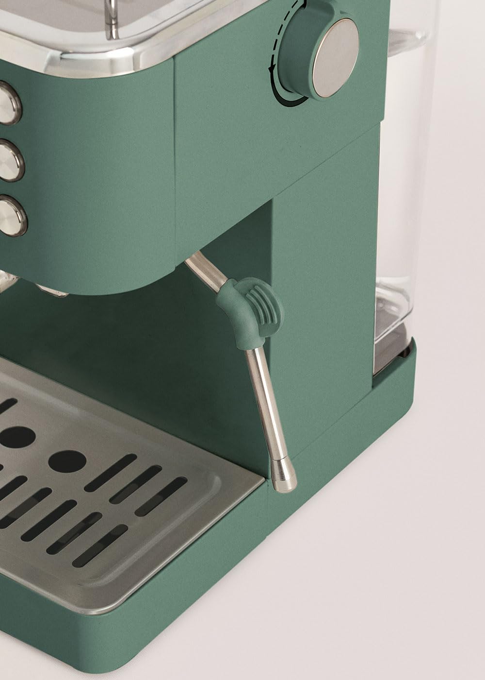 CREATE / THERA CLASSIC COLD BREW/Cafetera express verde sage/Función café frío, depósito 1,5L, brazo vaporizador, doble salida, semiautomática, café molido y monodosis ESE 55mm manómetro, 1350W
