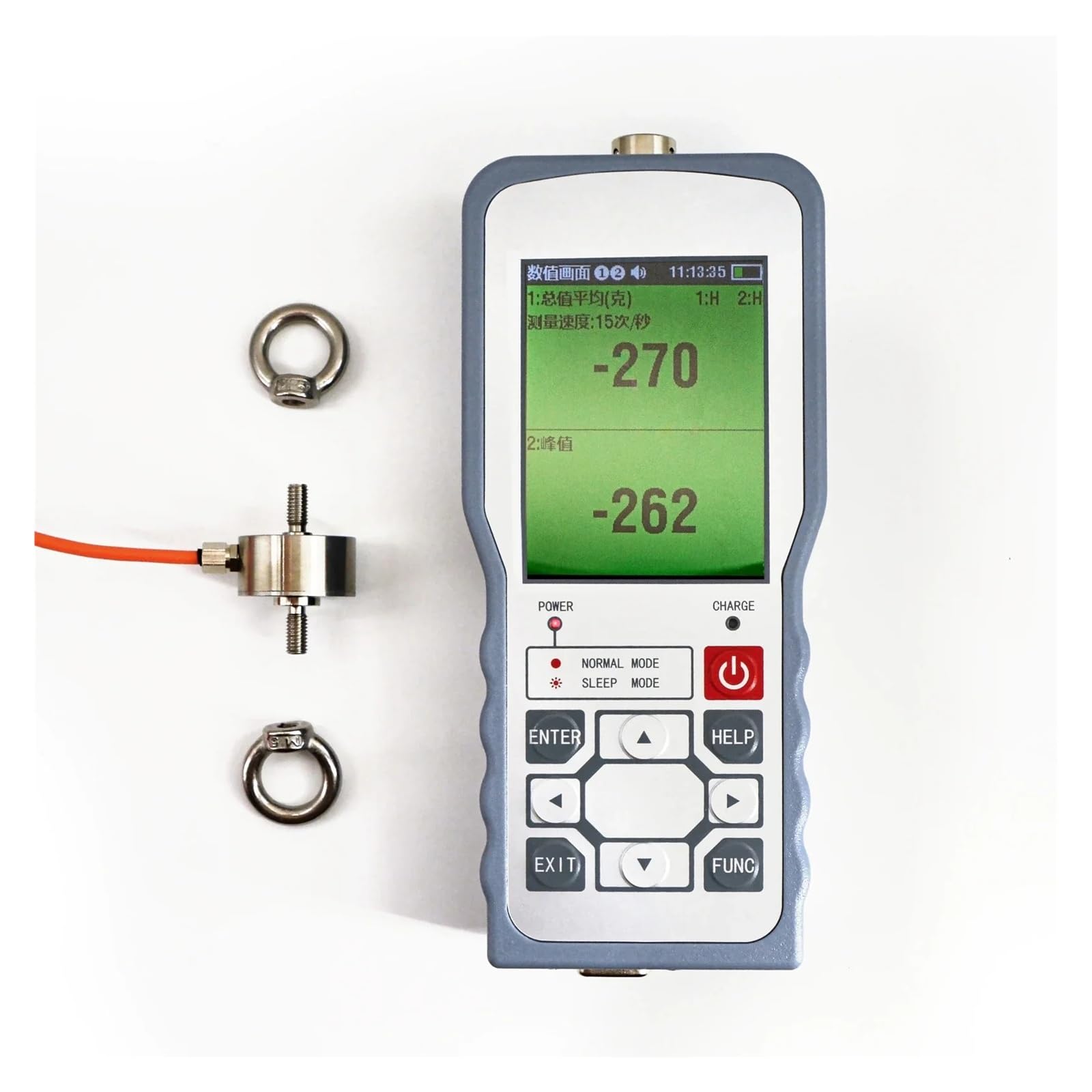 Digitales Kraftmessgerät mit Wägezellensensor, Testgewicht, Druck, Push-Pull-Messgerät, Peak-/Track-Modus-Test Zuverlässige Daten(0-50KG Force Gauge)