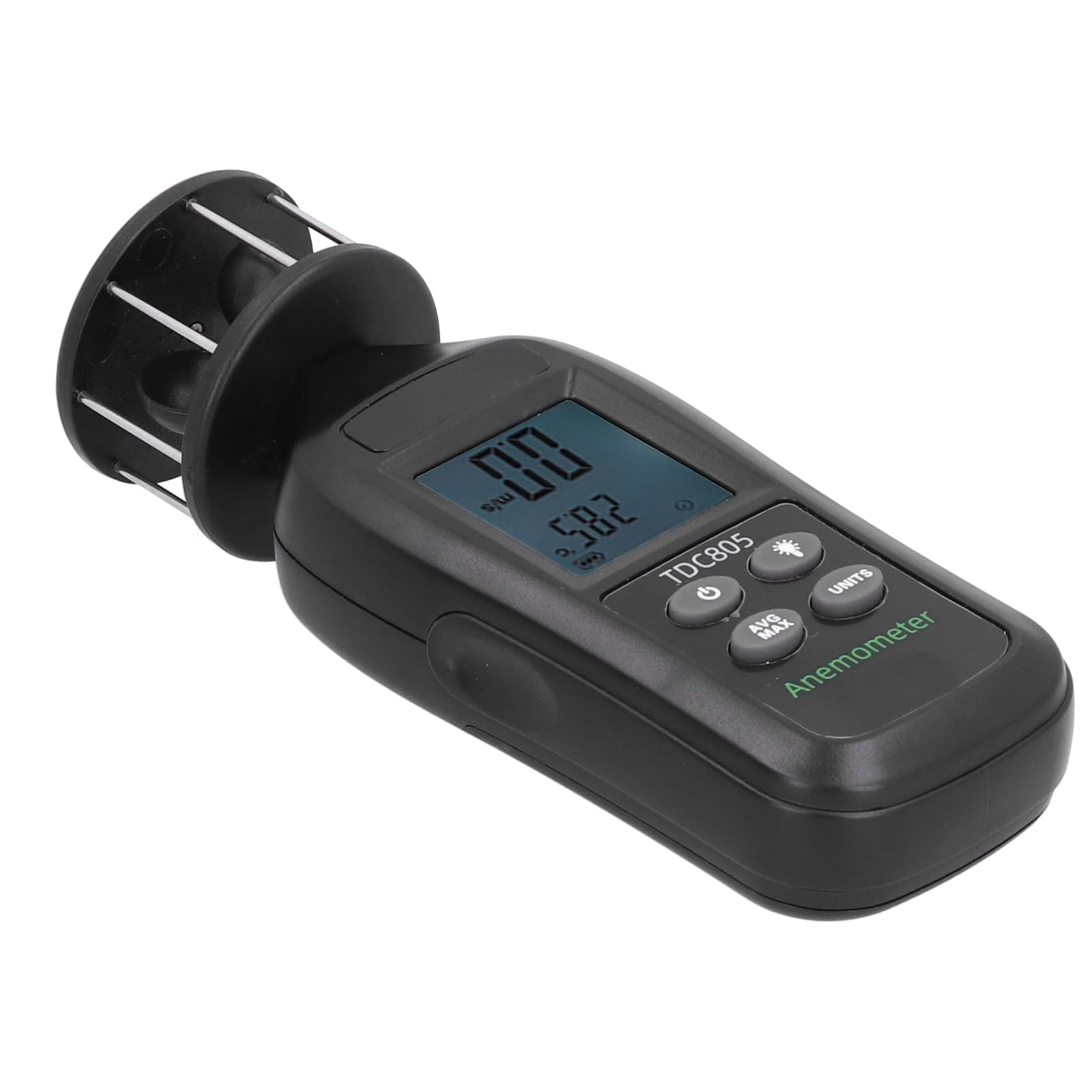 Anemómetro con pantalla digital Anemómetro portátil de 3 tazas para temperatura del viento Volumen de aire