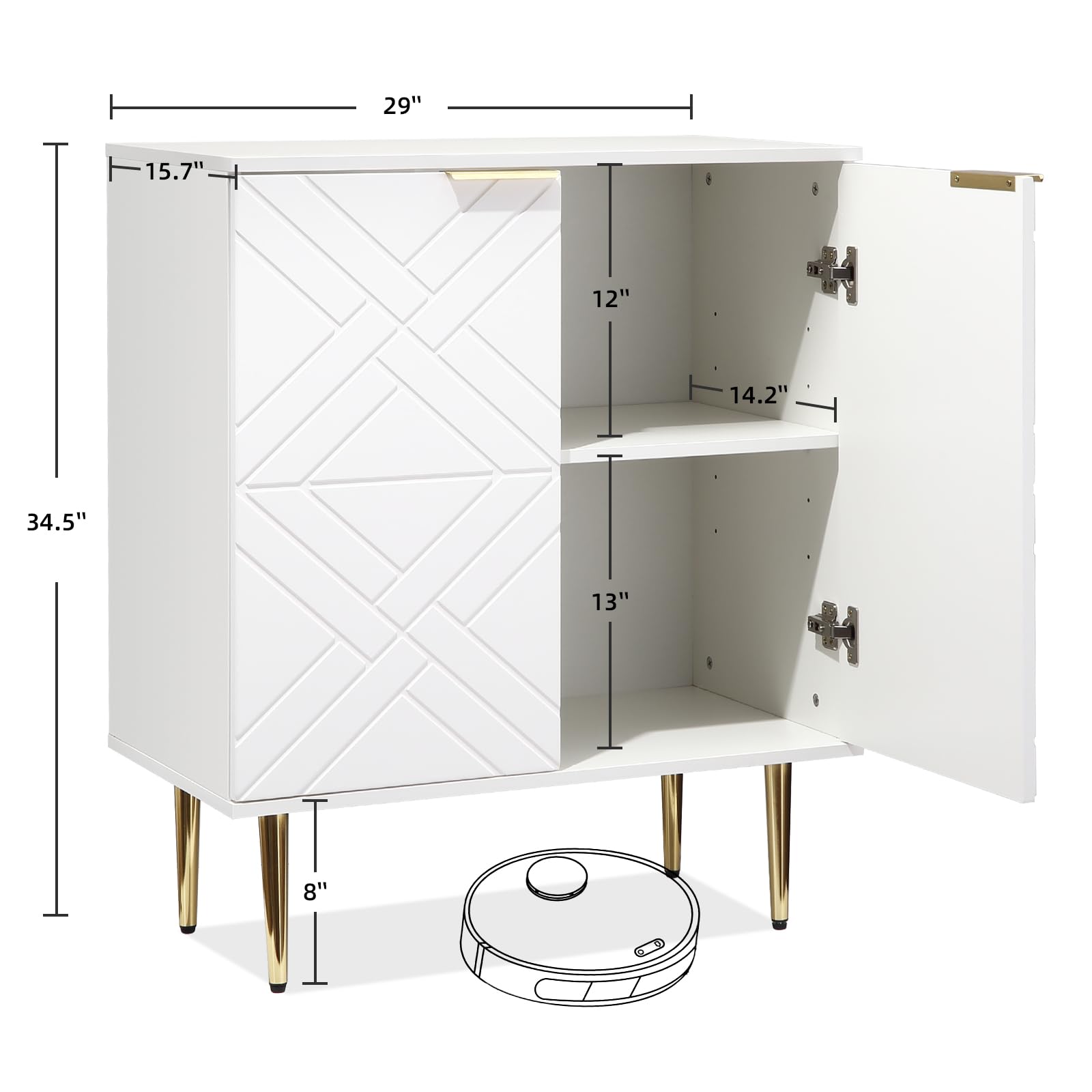Garvee Aparador Moderno de Madera - Puertas Decorativas en Relieve - Estantes y Gran Capacidad de Almacenamiento - para Comedor, Cocina, Entrada o Pasillo - Ideal como Buffet o Armario para vajilla -