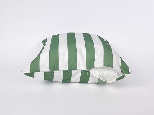 Miniatura 4 de Paquete de 2 fundas de almohada cuadradas e impermeables para exteriores, de 20 x 20 pulgadas, a rayas, color verde claro, para muebles de patio